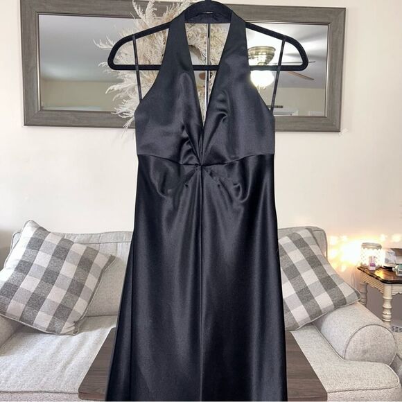 Laundry by Shelli Segal Black Sleek Halter Gown Size 8 90s Y2K Retro Classic - Picture 5 of 14